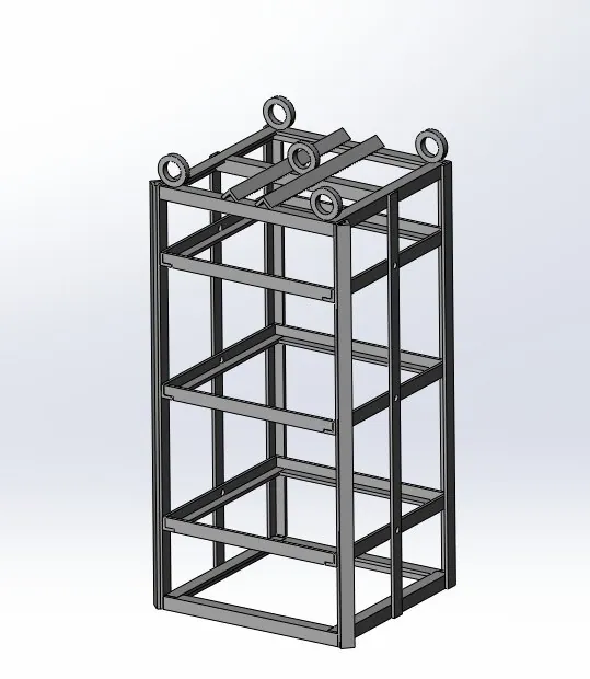 Multi-level retainer rack with lifting rings — CAD model